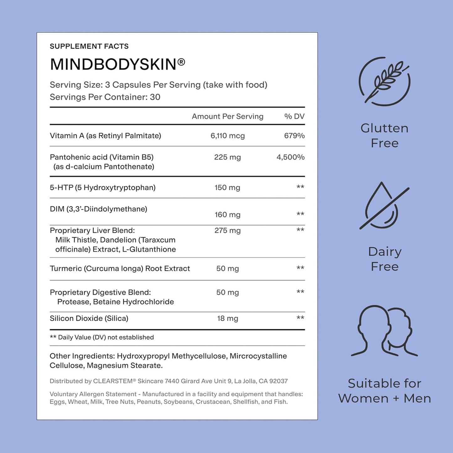MINDBODYSKIN Hormonal Acne Supplement